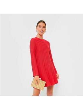 Tuckernuck Pomander Place Adi Bell Sleeve Red Knit Mini Dress Small NWT